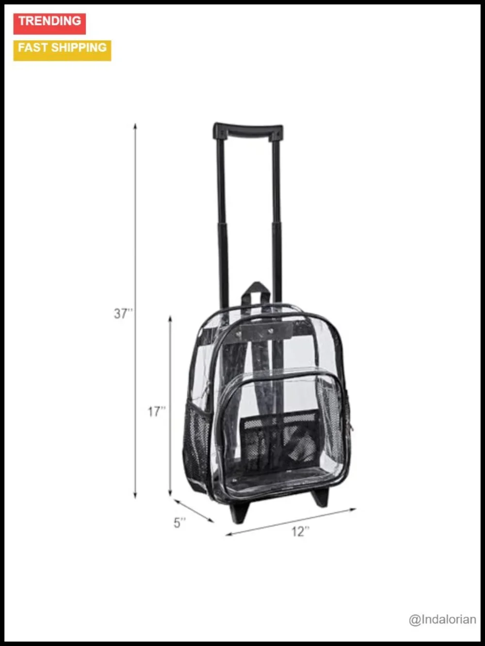 Rolling Clear Backpack Heavy Duty See Through PVC Cold-resistant Wheeled Bookbag